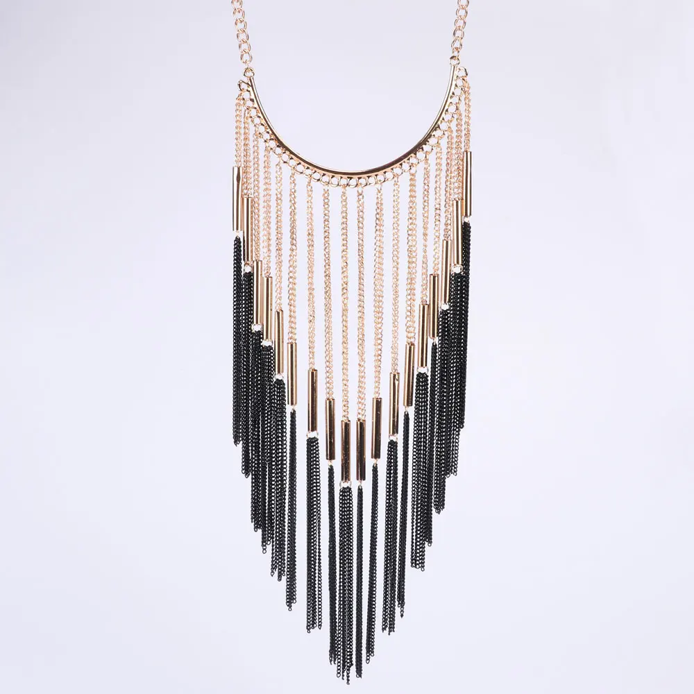 Женская Золотая цепочка с кисточками ожерелья и подвески серьги длинное