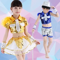 girl and boy jazz dance costume children modern dance clothing hip hop clothes boys girls sequins jazz dance costumes