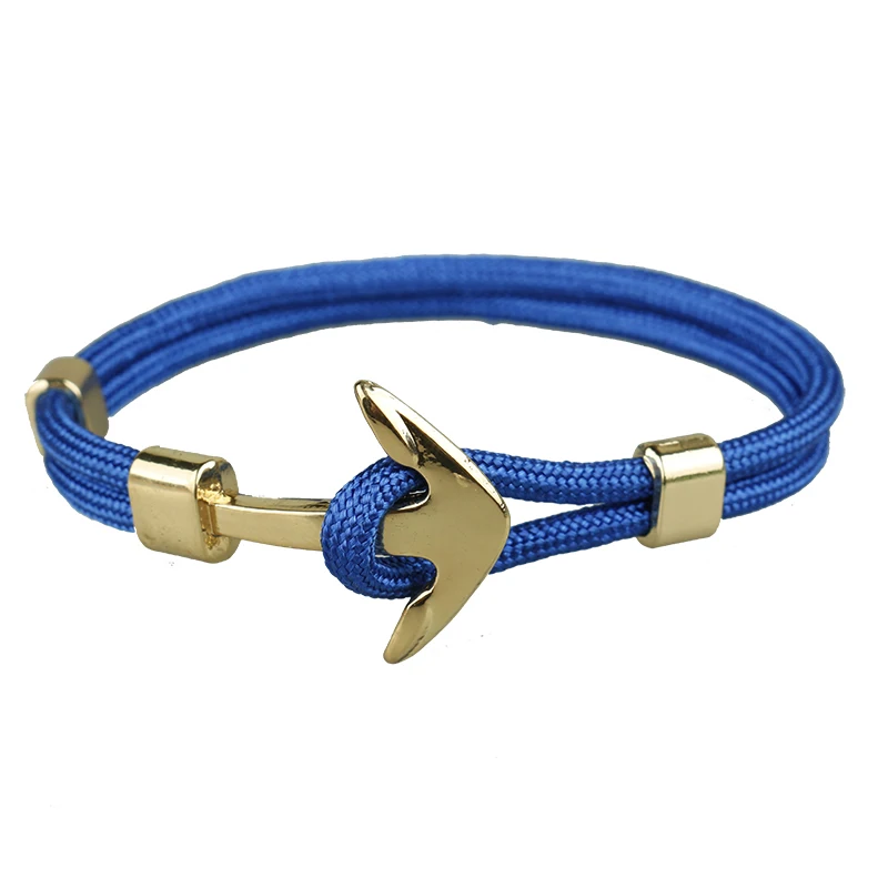 

New Fashion Anchor Bracelets Men Charm 550 Survival Rope Chain Paracord Bracelet Male Wrap Metal Sport Golden Hooks