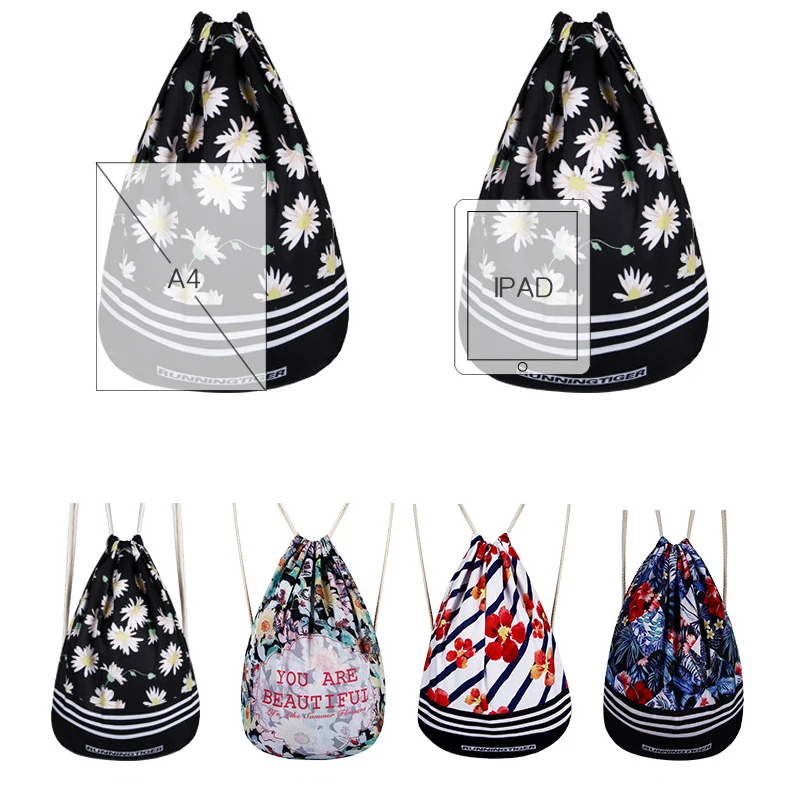 Новый Модный женский рюкзак с 3D принтом мягкой спинкой на шнурке холщовая