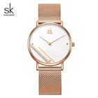 Часы наручные Shengke женские кварцевые, модные простые роскошные, с кристаллическим циферблатом, розовое золото, 2021