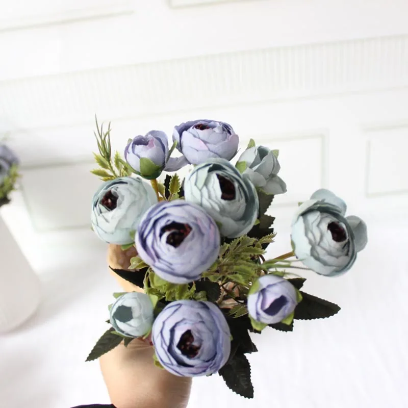 Элегантные шелковые бутоны для цветов свадебные букет из искусственных роз
