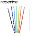 Одноцветные многоразовые пластиковые соломинки для питья, 25 шт., двухцветные соломинки с резьбой, вечерние соломинки для домашнего использования с кисточкой (смешанные цвета)