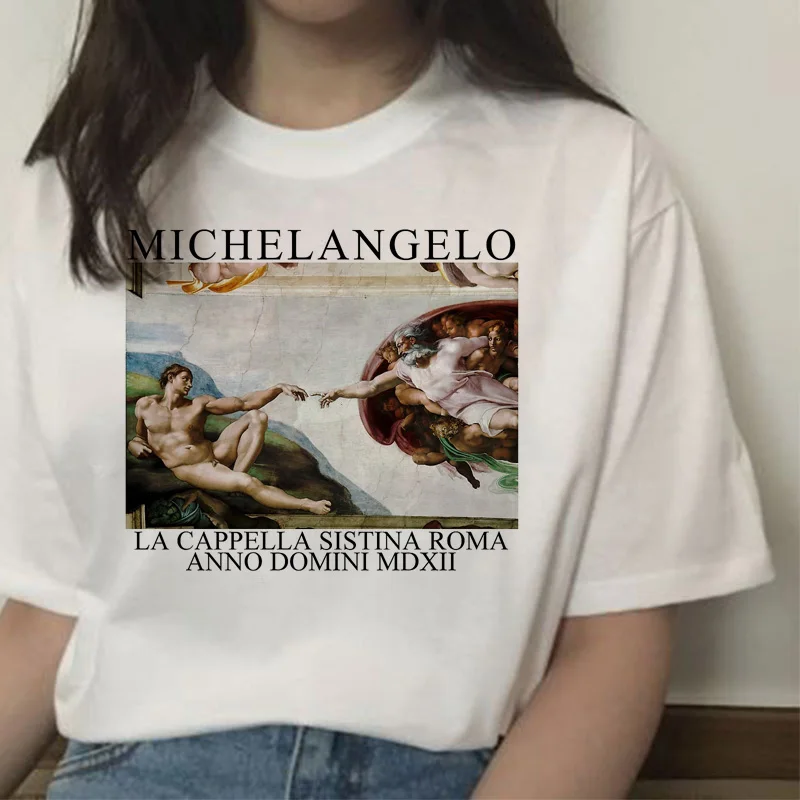 Michelangelo Давид ulzzang harajuku футболка женская футболка с принтом летняя Эстетическая женская футболка с графическими ручками 90s верхняя одежда