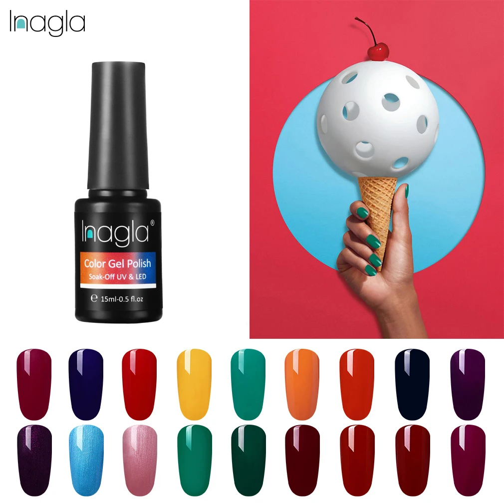 Inagla 15 мл длинный крышкой гель лак для ногтей Гелевый Nail Art Советы Дизайн 42 Цвета