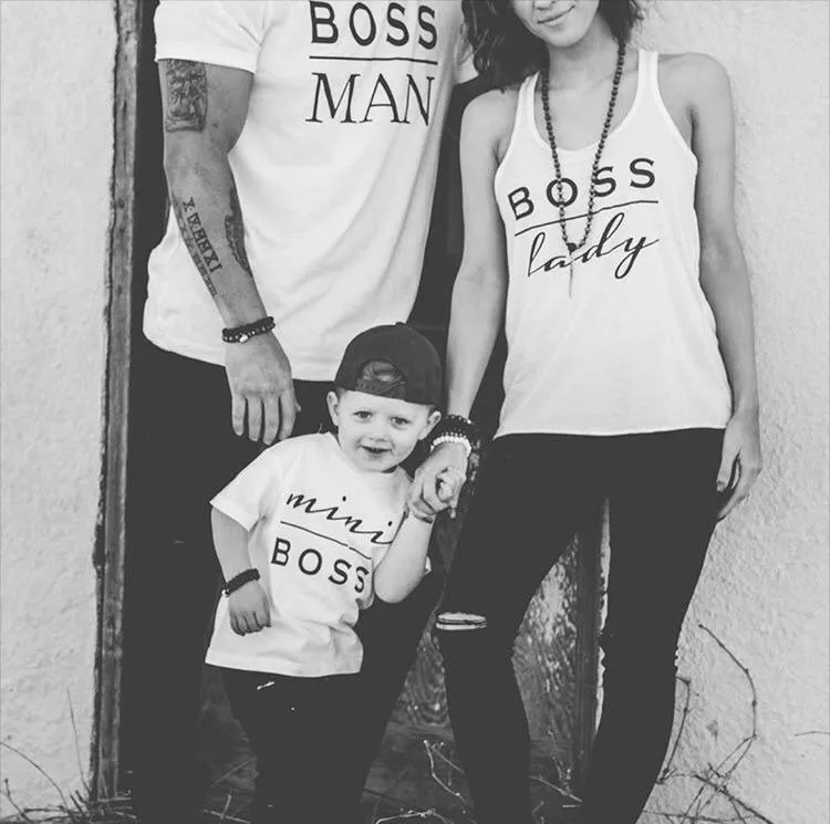 Новинка футболки для семьи с подарком на День святого Валентина надписью BOSS MAN LADY