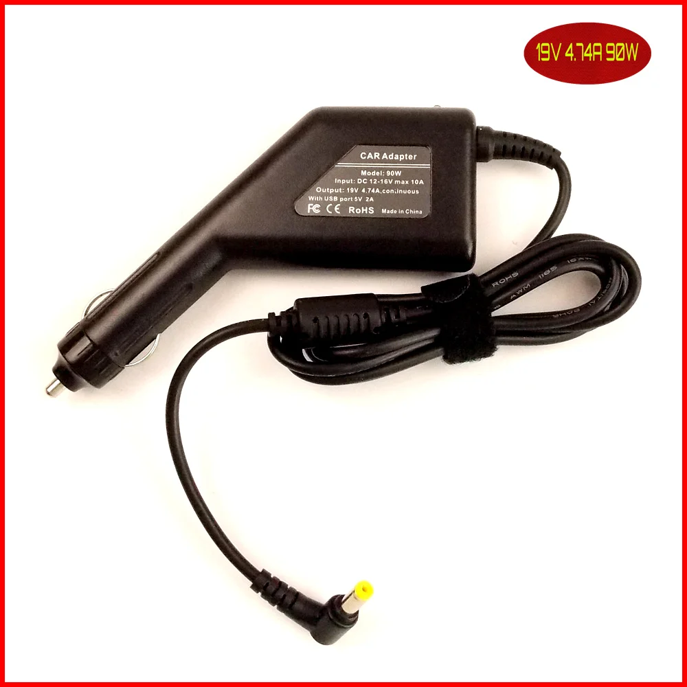 Автомобильный адаптер питания для ноутбука DC 19V 4.74A + usb порт Acer Aspire 5650 5670 5672 5674 5680