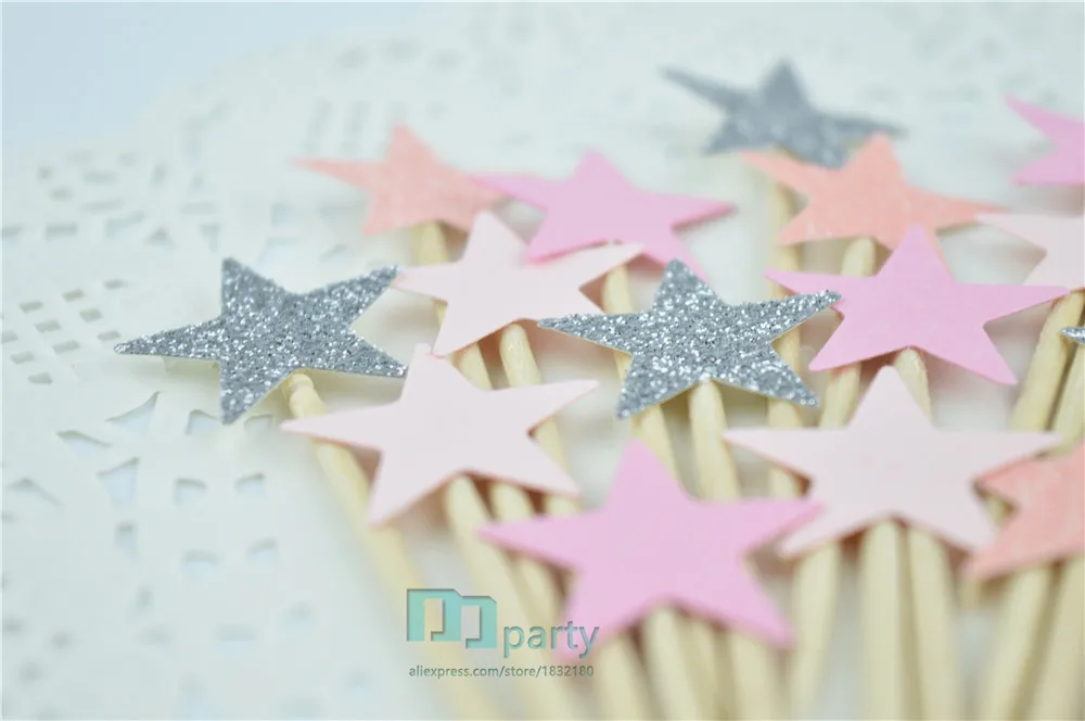 Для выведения токсинов 40 шт розовый с блестящими звездочками для