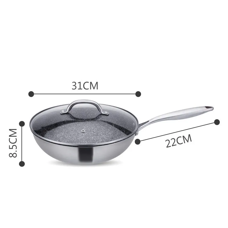 Сковорода с антипригарным покрытием горшок бездымного SS #18/10 бытовой сковорода