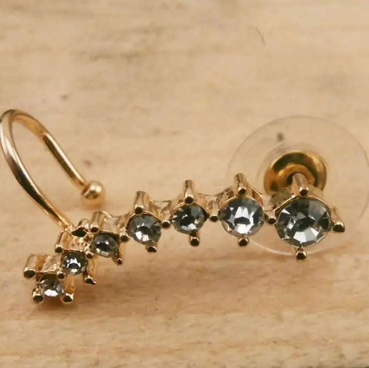 Серьги-клипсы в виде капли воды с кристаллами 2 шт.