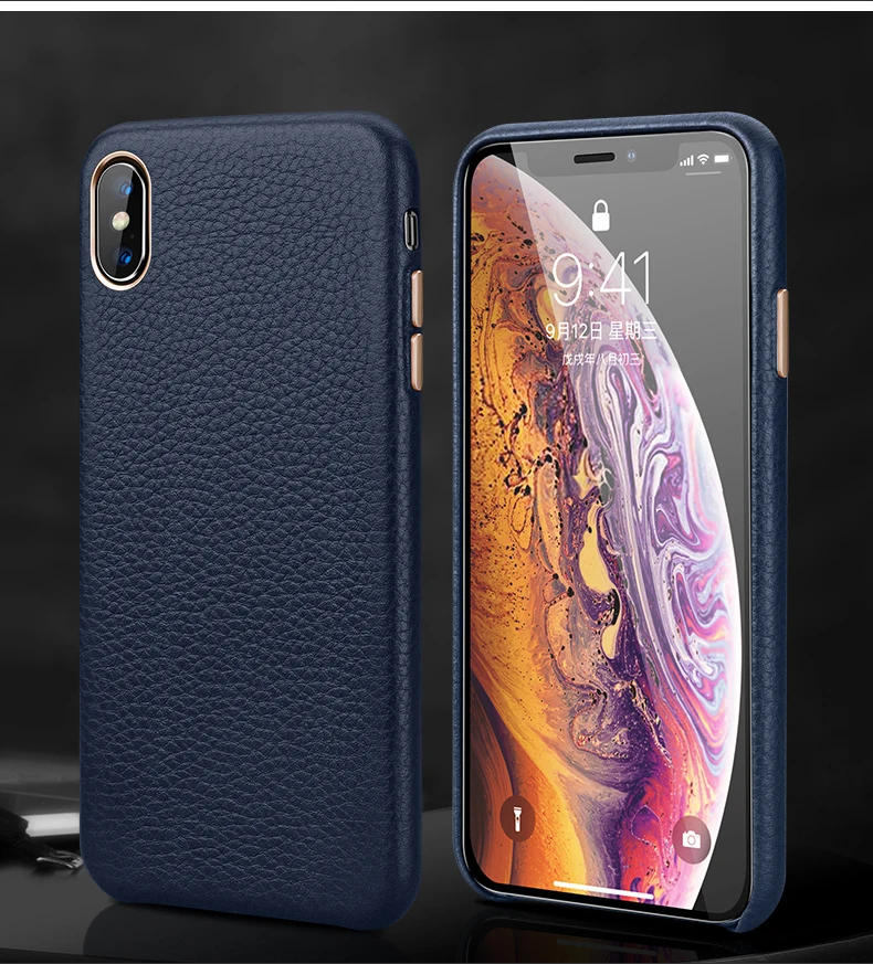 Роскошный металлический чехол с кнопкой громкости для iPhone XS MAX/X/XS/XR/7 8 Plus, винтажный тонкий мягкий чехол из натуральной кожи