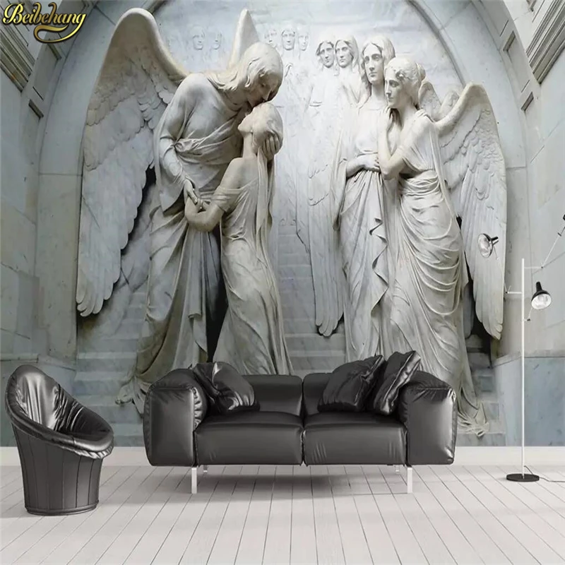 

beibehang Custom 3D Wallpaper Murals Classic European Angel 3D Embossed Non-woven Wallpaper Wall Painting Living Room Bedroom