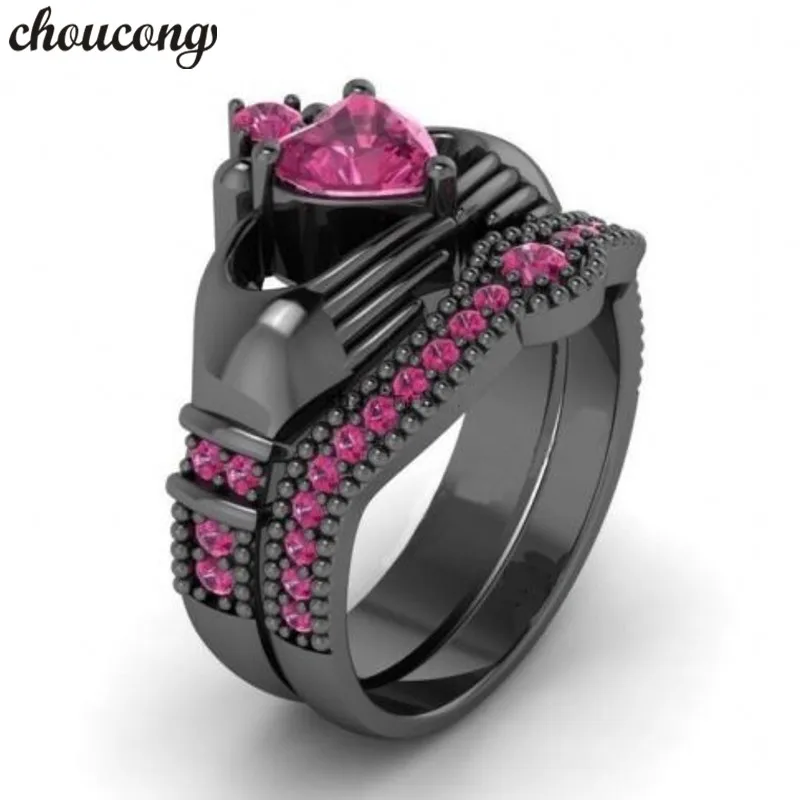 Choucong женское кольцо claddagh красный камень по рождению 5А циркон cz 925 пробы