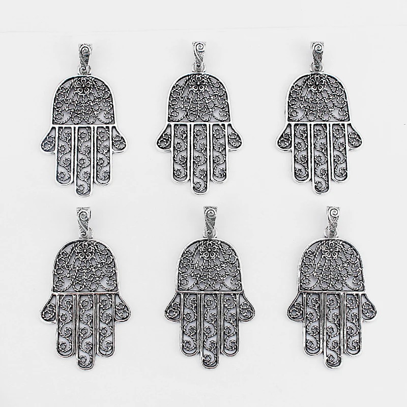 2 шт Хамса рука Фатимы бусины Цветок большой амулеты кулон ожерелье Изготовление