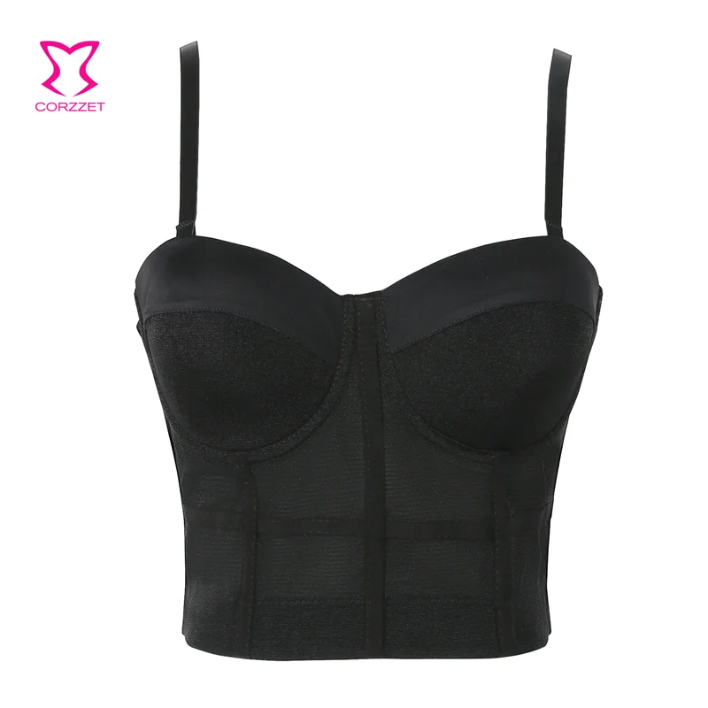 

Соблазнительный черный хлопковый и сетчатый бюстгальтер Corzzet на бретелях, одежда для клуба, Укороченный бюстгальтер для вечеринки, корсет, ...