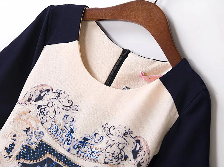 Free Shipping!! Life In Progress 2014 New Retro Tribal-Inspired Ethnic Printed Crewneck Short Sleeve Slim Dress Prom Gowns S M L | Женская