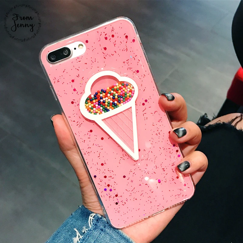Прозрачный чехол для телефона с мороженым iPhone 7 7plus 6 6s Plus 8 8plus X|case for iphone|phone casescase plus
