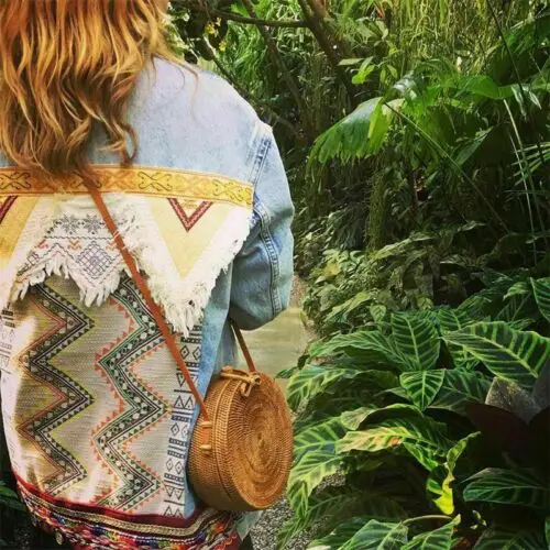 Woemn летняя круглая сумка пляжные плетеные наплечные сумки плетеная Сумка через