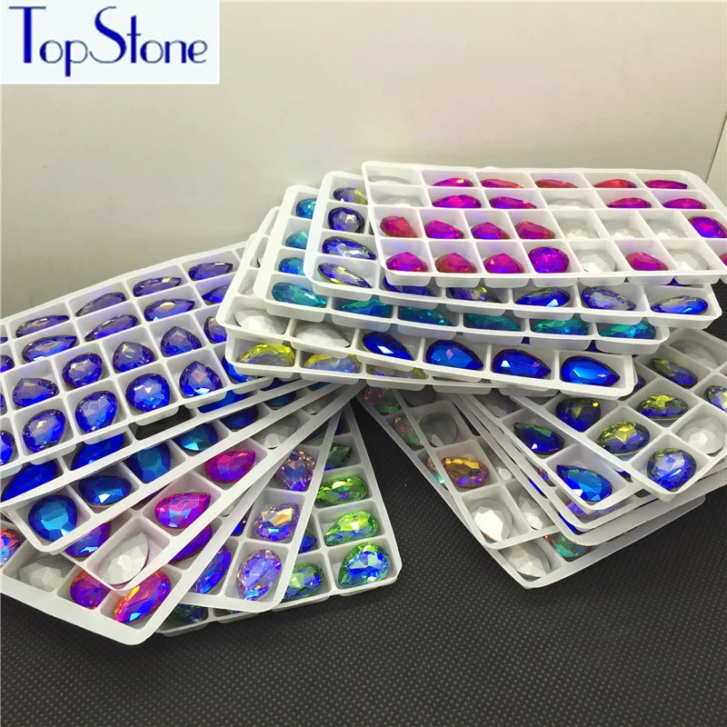 Цветная слезы цвета фуксии с заостренным задним горным хрусталем 6x10 8x13 10x14 13x18 18x25