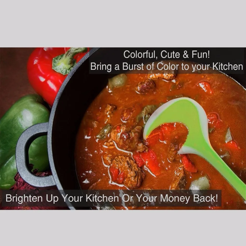 Силиконовая кухонная утварь 5 шт./компл. кухня, кухонная утварь набор Скребок Лопата суповые ложки салат плотный для готовки супа инструменты