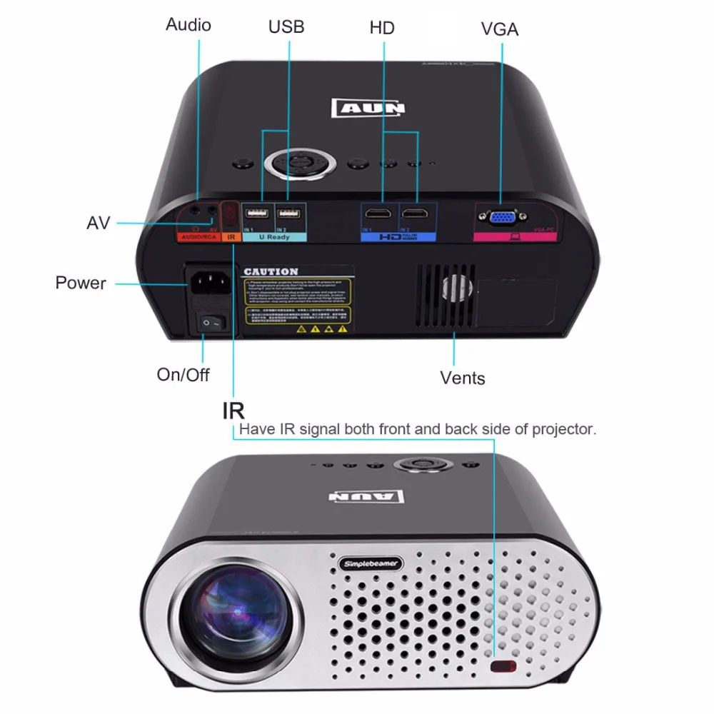 AUN проектор 3200 люмен T90 1280*768 (опционально Android с 2 4G Air Mouse Bluetooth WIFI поддержка AC3) LED TV|aun