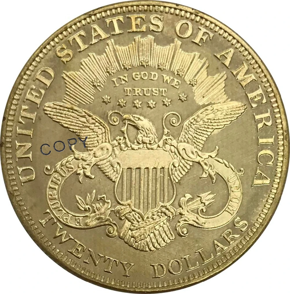 

1898 United States Of America 20 Twenty Dollars Liberty Head Double Eagle with motto Gold coin Brass Collectibles Copy Coin