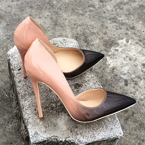 10cm Heels Veowalk/брендовые градиентные цвета; женские модные туфли D'Orsay на высоком каблуке; элегантные женские туфли с острым носком под вечернее платье; туфли-лодочки на шпильке - Цвет: 10cm Heels