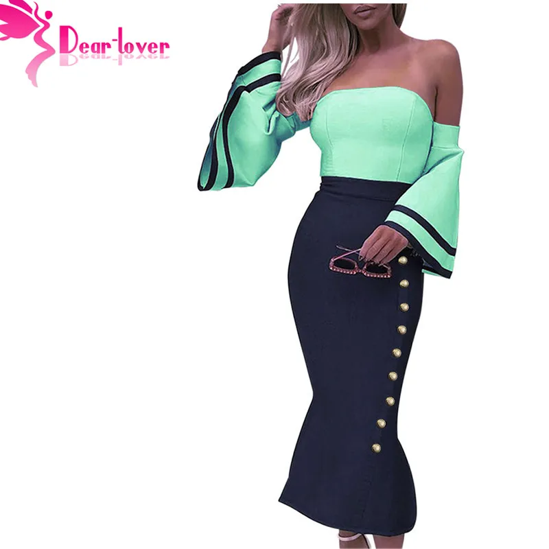 Dear Lover 2019 сексуальное женское летнее Клубное платье без бретелек синее лоскутное