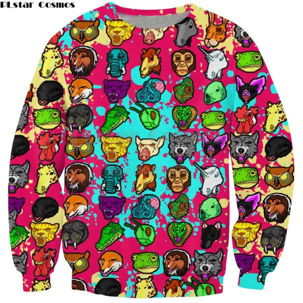 

PLstar Cosmos 2018 New Fashion Sweatshirt Hotline Miami Cartoon 3D Print Crewneck Sweatshirt Mens Women Casual Pullovers