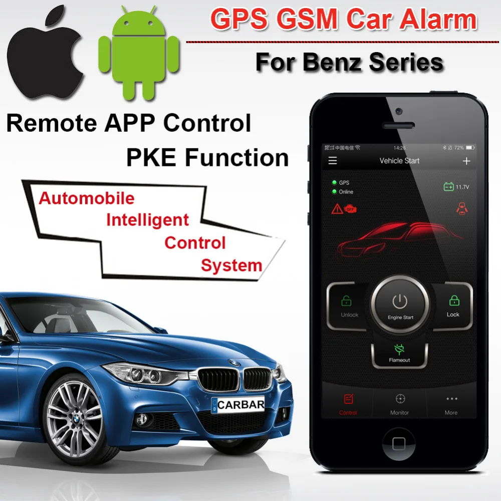 Автомобильная сигнализация gps трекер GSM IOS Android кнопка запуска для Benz Series