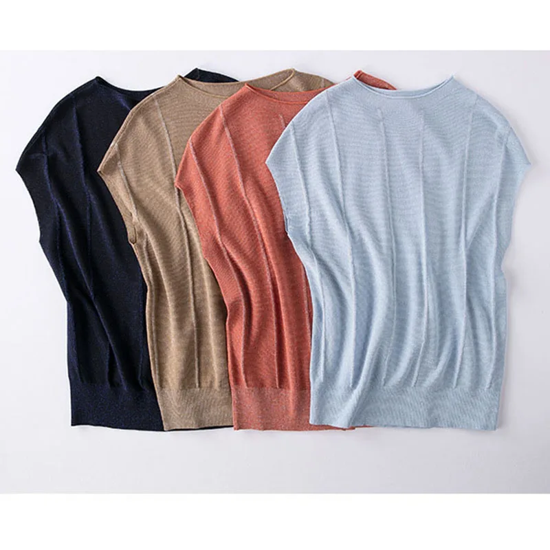 

Women Knitted Short sleeve Sweaters and Pullovers Female Jumpers Women High Quality Sweaters Solid color for spring and summer