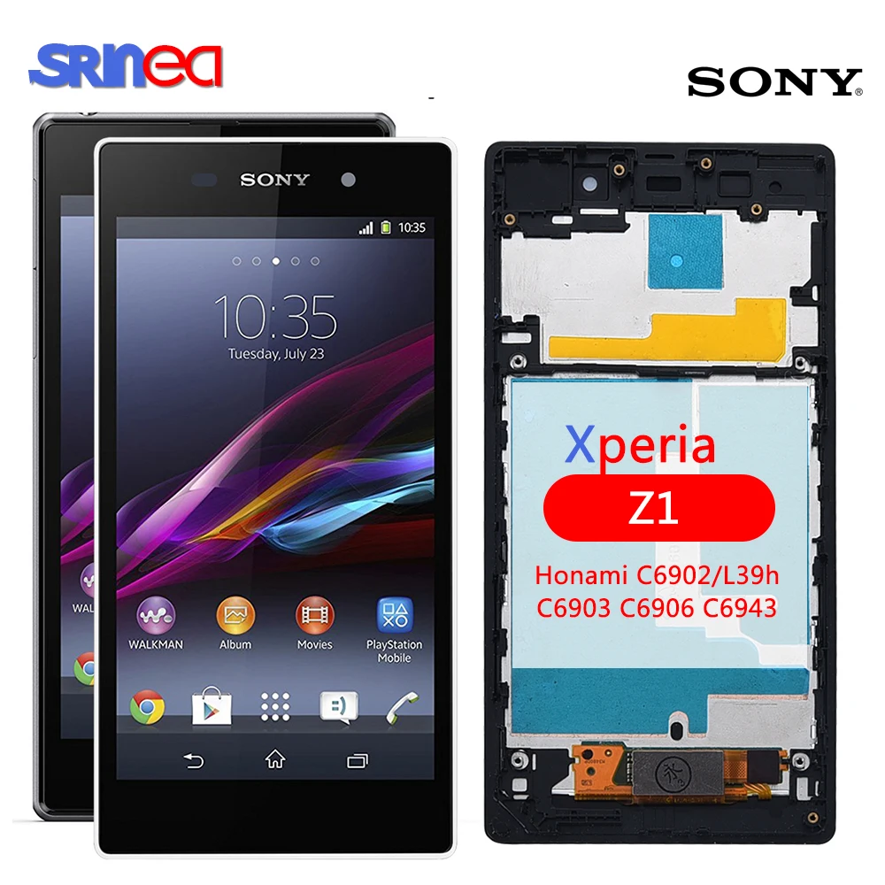 ЖК дисплей для sony Xperia Z1 L39 L39H C6902 C6903 сенсорный дигитайзер с рамкой в сборе + клейкий