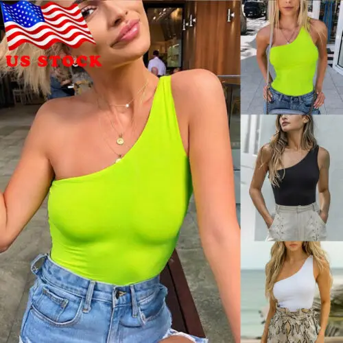 Женский комбинезон на одно плечо облегающий трико топ блузка рубашка 2019|Майки| |