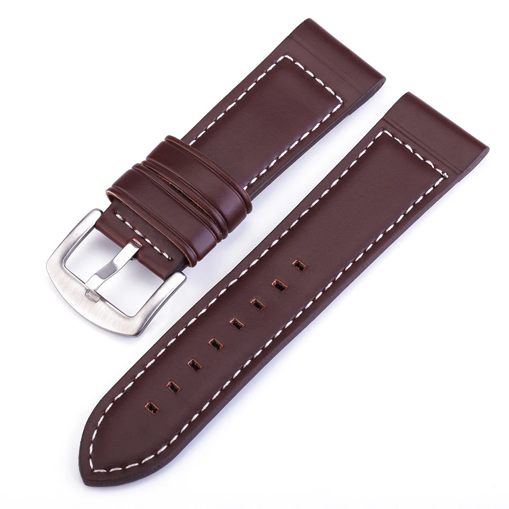 Genuine Leather Watchband Flat Interface High Quality Wristwatch Straps 18mm 20mm 22mm 24mm Steel Buckle Wristbands