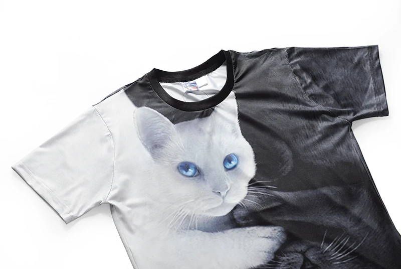 Футболка Мужская/женская с 3D-принтом двух кошек крутая тенниска коротким рукавом