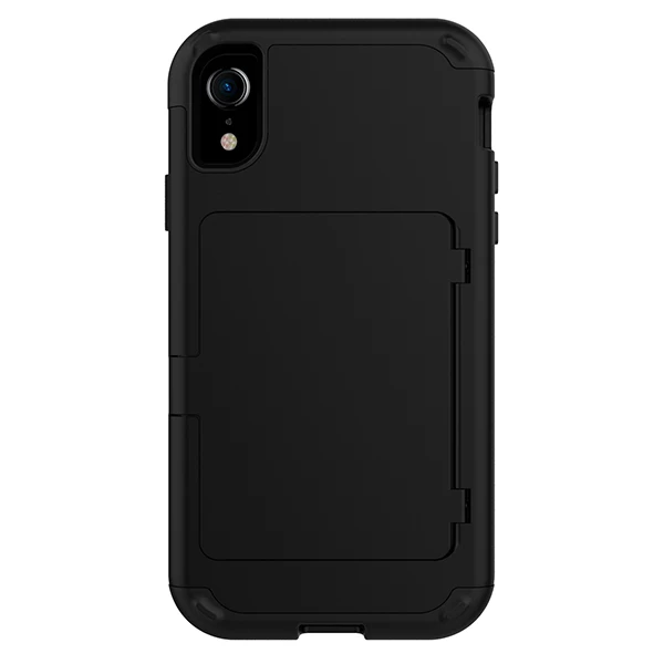 Для iPhone Xs Max X 7 8 Plus чехол для кошелька слот Держатель Скрытая задняя зеркало сверхмощный полный корпус защитный противогрязевой чехол - Цвет: Black