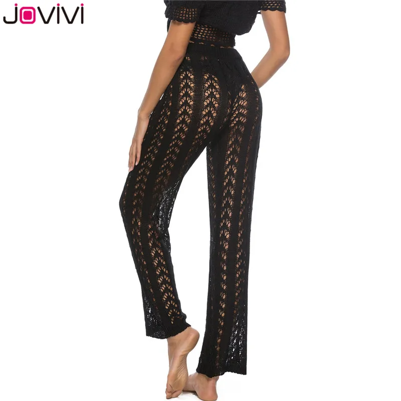 Jovivi/1 шт. новые сексуальные женские широкие брюки Boho прозрачные свободные высокая