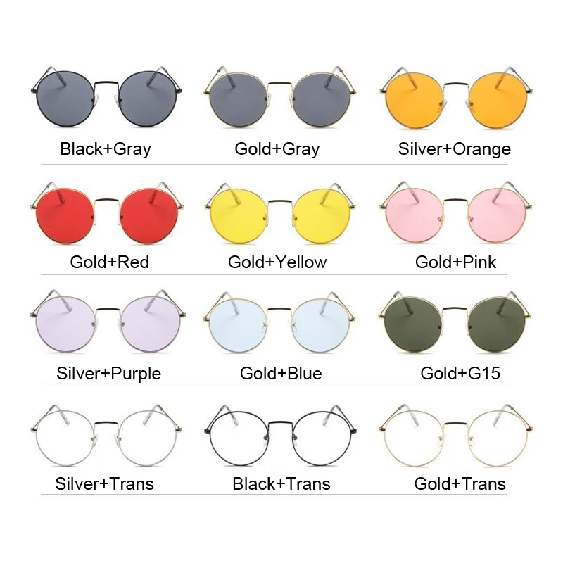 Vintage Classic Metal Round Sunglasses Women Small New Prince Retro Brand Red Orange Pink Clear Glasses Women Shades UV400 images - 6