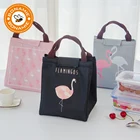 Термосумка bonamy с фламинго, водонепроницаемая черная Пляжная сумка для ланча из ткани Оксфорд, сумка-холодильник для еды и пикника, для женщин и детей