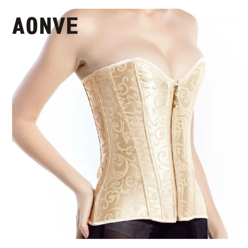 AONVE корсет сексуальный на шнуровке с косточками для похудения Overbust Бюстье Топ