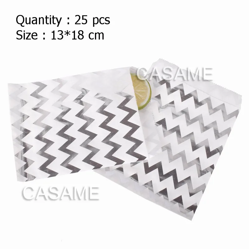 Silver Chevron Подарочная коробка, коробка для конфет, крафт-пакет, бумажные Золотые сумки с принтом, бумажные мешки для украшения дня рождения, свадьбы, ленты из фольги - Цвет: Silver Chevron
