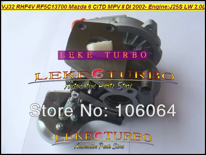 Турбокомпрессор VJ32 RHF4V VDA10019 RF5C13700 для Mazda 6 CiTD MPV II DI Premacy 2002- Engine J25S MZRCD LW 2.0L