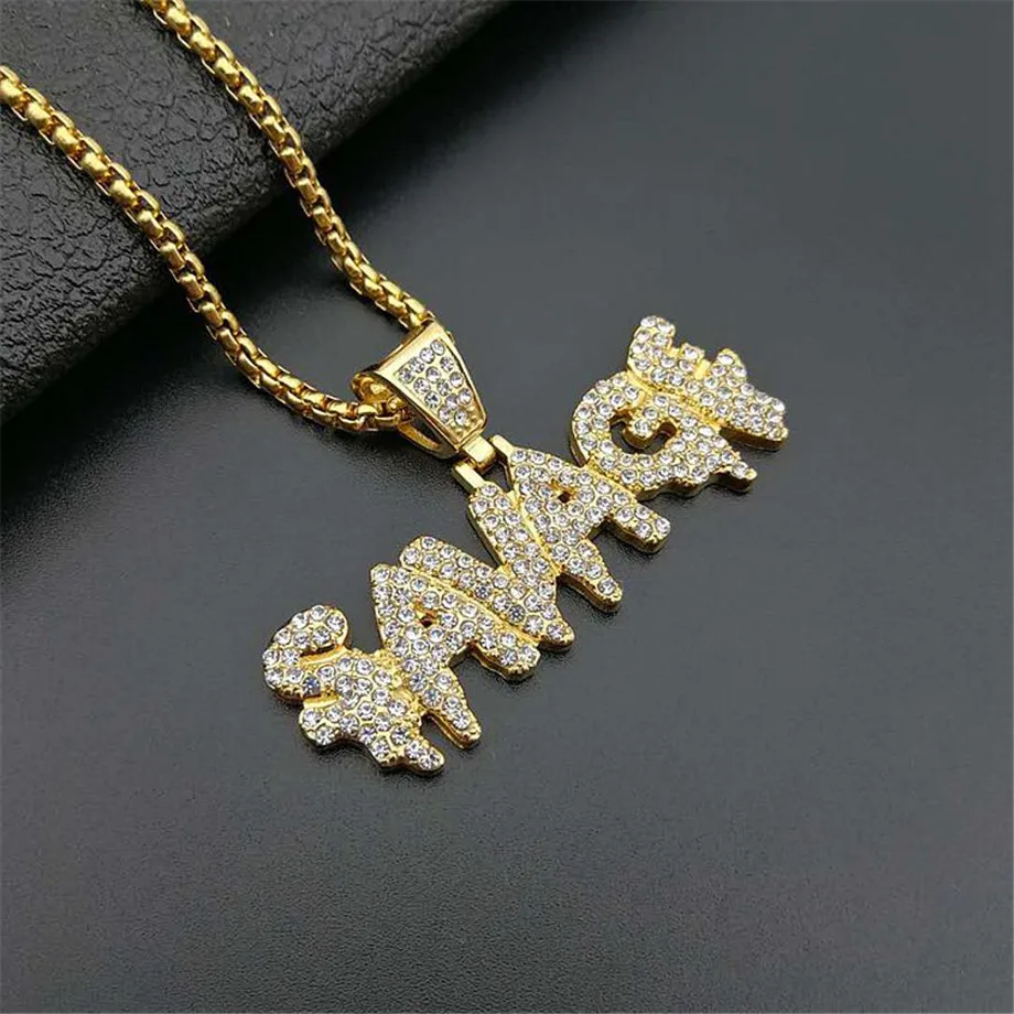 Цепочка мужская с кулоном в стиле хип-хоп из нержавеющей стали | Украшения и