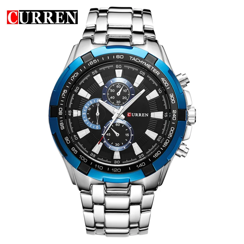 top new fashion curren brand design sport steel clock quality military man male luxury gift wrist quart business watch | Наручные часы