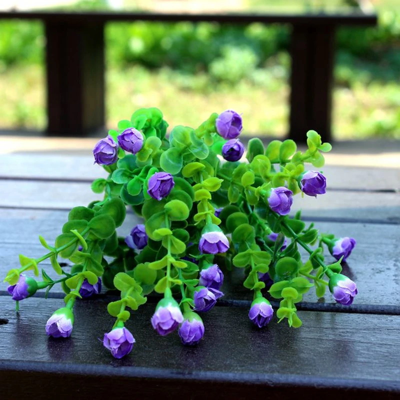 APRICOT 6 Bundles Artificial Mini Rosebuds silk flower bouquet fake grass plants for home decoration washable | Дом и сад