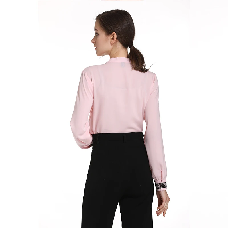 Womens Tops And Blouses Mujer De Moda 2021 Bow Office Lady Women V-Neck Solid Chiffon Blouse Shirt D472 30 | Женская одежда