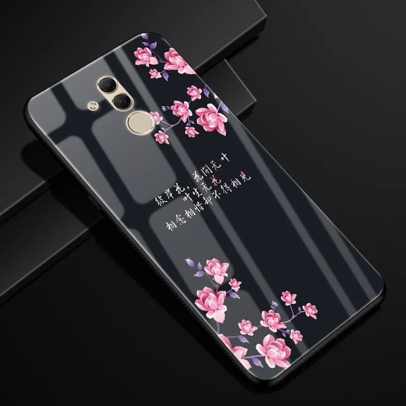 02 Для huawei mate 20 lite чехол Чехол из закаленного стекла для телефона черный ТПУ бампер чехол для huawei mate 20 lite стеклянная крышка mate 20 lite - Цвет: 02