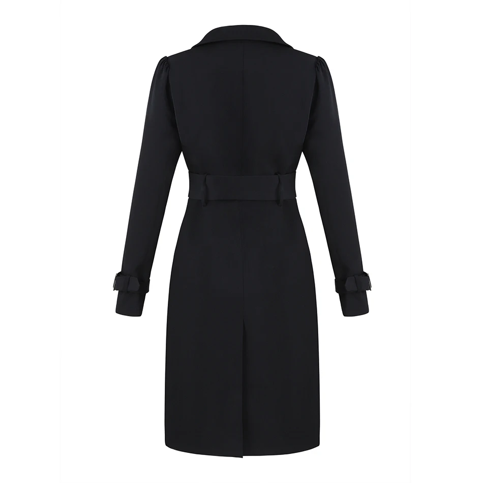 Adyce 2019 New Women Winter Coat Black Long Sleeve Trench Sash Style Sexy Deep V Neck Fashion | Женская одежда