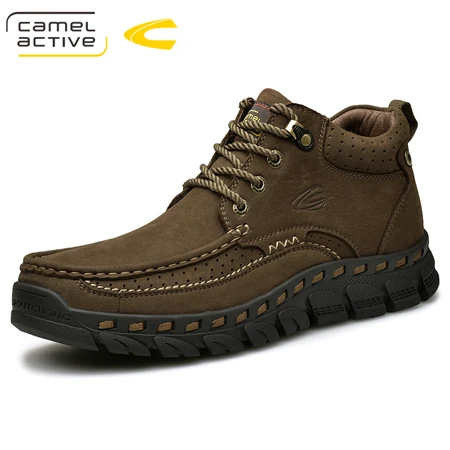 Camel Active/Новинка; мужские зимние ботинки; Коллекция года; обувь из натуральной кожи; очень теплые мотоботы ручной работы; водонепроницаемые ботильоны; зимние ботинки - Цвет: Khaki