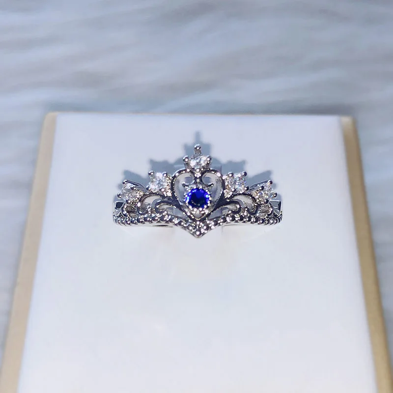 Princess Crown Style Rings For Women Luxury Hollow Out Rose &amp White Gold Color Fashion Jewelry Gift Girls | Украшения и